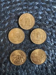 Set A Five Hawaii Dollar Coins Maui Aloha Hilo Set - Picture 1 of 6