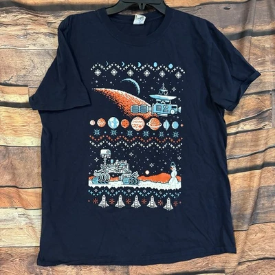 Loot Crate Exclusive NASA 8-Bit Space Ugly Christmas Sweater T-Shirt Mens XL Tee - Image 1 of 4