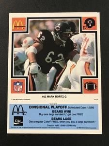 McDonald's Chicago Bears 1985 Mark Bortz azul con pestaña alta calidad - Imagen 1 de 2