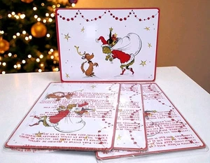 Pottery Barn Kids S/4 The Grinch Hardmats 15.75" NEW RARE Dr. Seuss Christmas   - Picture 1 of 7