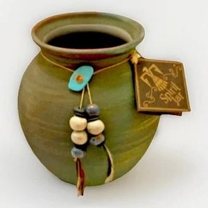 Raku Keramik Vase Spirituosenglas Jeremy Diller signiert Boho Indianer Südwesten Geschenk - Bild 1 von 20