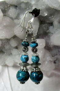 TÜRKIS natur Edelstein-Ohrhänger  OHRRINGE  925er HANDARBEIT Nr.3 - Bild 1 von 1