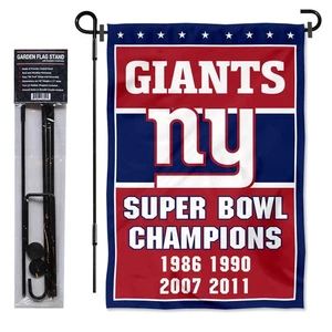 New York Giants 4 Time Champions Garden Flag and Yard Stand Included - Picture 1 of 4