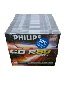 Philips CD-R80 48x Multispeed 80 Minutes 700Mo Pack de 30 Étui à bijoux standard - Photo 1/8