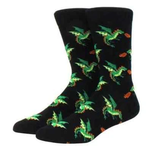 Fire Breathing Dragon Unisex M/L Crew Socks Black Westsocks Fashion New - Picture 1 of 1