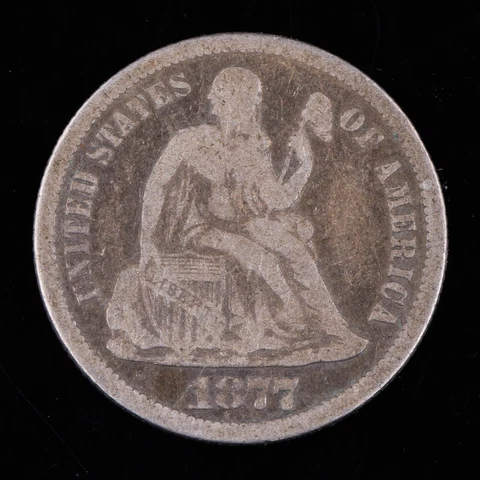 1877 CC Liberty Seated Dime Fine F Silver Carson City 10c Cover