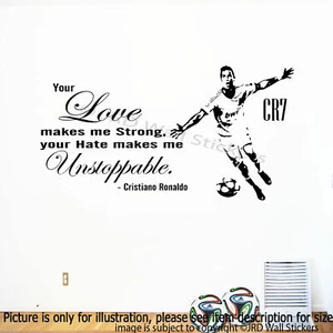 Unstoppable - Ronaldo CR7 Quote Decals, Footballer wall sticker, Sports stickers - Picture 1 of 6