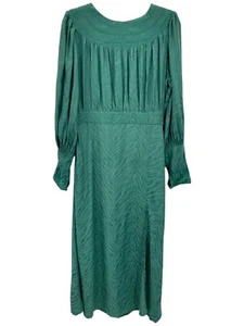 NWT TOPSHOP Fallen Long Sleeve Jacquard Midi Dress Size 4 $95 Green Cottagecore - Picture 1 of 10