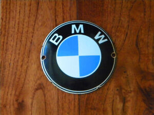 -----VINTAGE ~4-3/4" BMW PORCELAIN SIGN----- GAS OIL E21 3ER RACING E24 E12 5ER