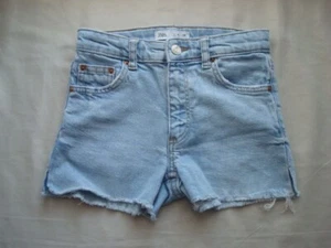 ZARA Girls Size 10 140cm Denim Shorts Pants Adjustable Wait Light Blue - Picture 1 of 9