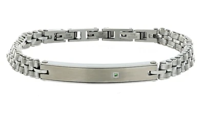 URANIA - BRACCIALE IN ACCIAIO CM 22 CON 1 SMERALDO SI 1MM CT 0,008 - Immagine 1 di 2