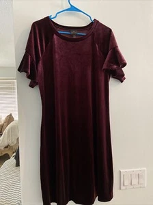 Worthington Women's Dress Size L Purple Velour, Short Sleeves, NWT - Picture 1 of 9