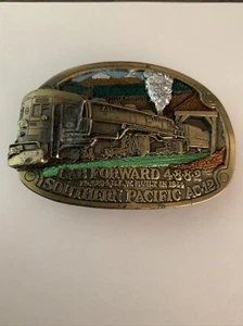 Southern Pacific 4-8-8-2 CAB Forward Train Locomotive Railroad Vtg. Belt Buckle - Picture 1 of 5