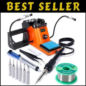 Compact 60W Soldering Iron Station with Adjustable Temp & Extra Tips - ESD Safe - Picture 1 of 11