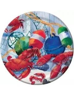 Seafood Celebration 7 Inch Plates 8 Pack Nautical Cruise Party Birthday - Picture 1 of 3