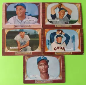 5-Card Lot 1955 Bowman Baseball (Roy Campanella/Carl Furillo/Charles Neal) - Picture 1 of 5