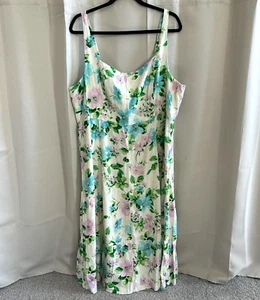 Old Navy Dress Sz 2XL Floral Linen Blend Bloomcore Boho Romantic Coquette 17770 - Picture 1 of 11