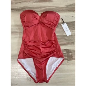 NWT Calvin Klein Swimwear One Piece Swimsuit Coral Size 4 - Picture 1 of 4