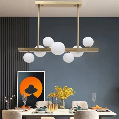 Modern 7-Light Linear Bubble Chandelier Glass Ball Ceiling Pendant Lamp Fixture - Image 1 of 4