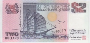 SINGAPORE BANKNOTE P.28 2 DOLLARS TDLR (1992) UNCIRCULATED 2001 - Picture 1 of 2
