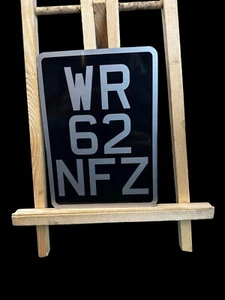 Classic Motorbike Plate 5x7 Black Silver Printed Abs Plate 3 Rows - Picture 1 of 1