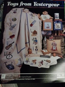 Toys From Yeasteryear Afghan OOP Cross Stitch MUSTER Leaflet - Bild 1 von 2