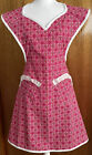 1940’s VTG Style Apron V Neck Full Skirt Dark Pink/Red Geometric Print M/L