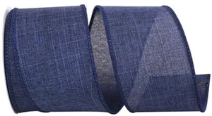 Denim Color -- Linen Polyester Wired Edge Value Ribbon -- 2 ½ " x 10 yards - Picture 1 of 3