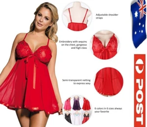 5XL Sexy Women Lingerie Sheer Nightdress Babydoll nightie negligee Pantie 3036 - Picture 1 of 9