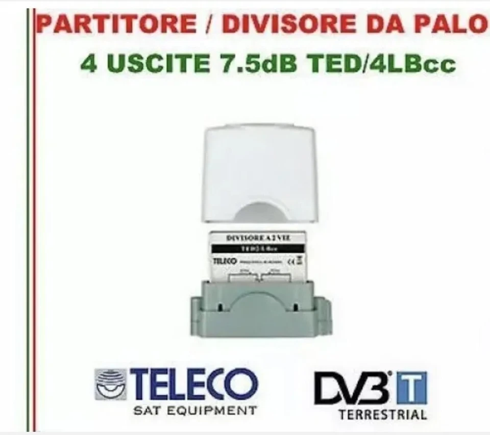 PARTITORE / DIVISORE DA PALO A 4 USCITE CONNETTORI F CON PASSAGGIO CC  - Immagine 1 di 1