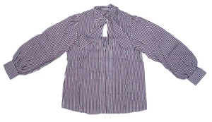 Maeve Anthropologie Tie Neck Button Up Blouse Top Long Sleeve Stripe Womens S - Picture 1 of 11