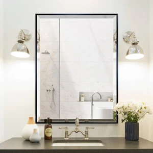 Slim Modern & Contemporary Beveled Venetian Wall Mirror Framed Rectangular - Picture 1 of 8