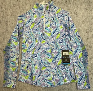 IBKUL Golf Tennis 1/4 Zip Pullover Oberteil XS Blau Weiß Langarm LSF 50 Neu mit Etikett Vent - Bild 1 von 9