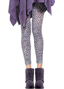 Opaque Leopard Print Footless Tights - Picture 1 of 2