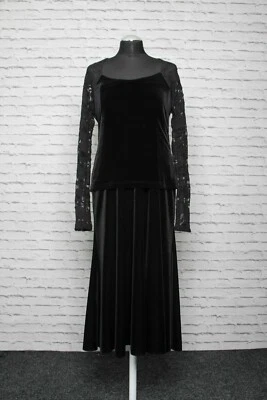 180 K150 MINX Damen Samt Rock + Shirt Spitze Gr. 40 schwarz  2-Teiler Samtrock - Bild 1 von 4