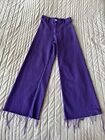 Zara Women Bold Purple Wide Leg Flare Jean Pants With Fringe USA Size 2