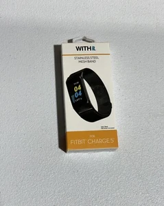 Banda de malla negra de acero inoxidable con ella para Fitbit Charge 5 se adapta a Fitbit Charge 6 - Imagen 1 de 8