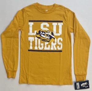 LSU Tigers Boys Youth Long Sleeve Team Athletic T-Shirt Jersey Yellow M (8/10) - Picture 1 of 5
