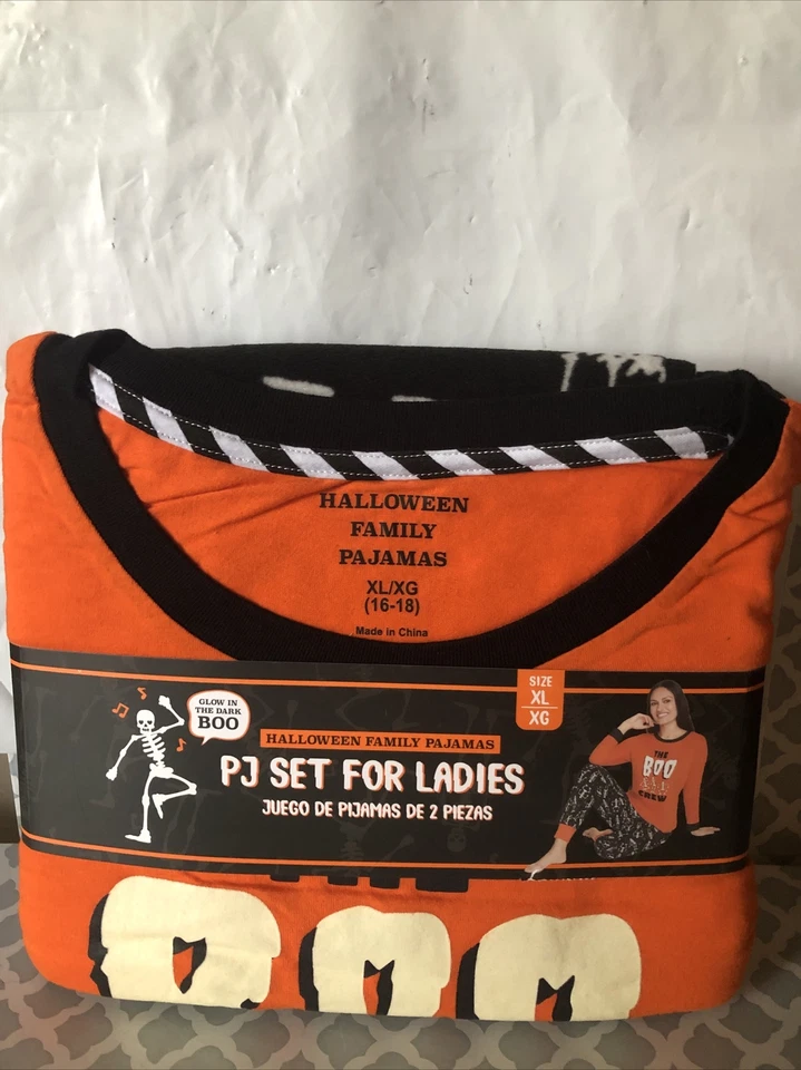 Women's Matching Family Halloween Pajamas The Boo Crew 2 Piece Set Size XL