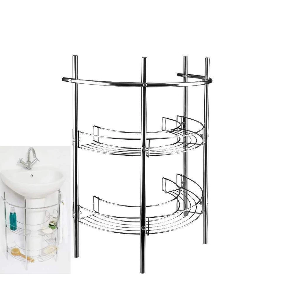 Croydex 21 In. Pedestal Bathroom Storage Unit in Chrome
