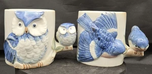 Vintage Takahashi Eule und Vogel Tassen/Votivhalter Paar - Bild 1 von 12
