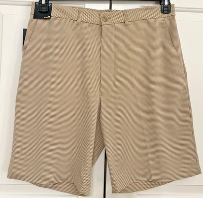 全新带标签 Roundtree & Yorke Performance 尺寸 34 卡其色格子经典合身短裤男式 — 第 1/4 张图片