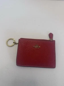 Coach Schlüsselanhänger klein Reißverschluss Münz-/Kartenfach Geldbörse/Etui rot Leder - Bild 1 von 3
