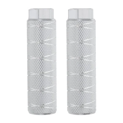 2 Pack Aluminum Alloy Bike Pegs Anti-Skid Fit 3/8 Inch with Thin Line Silver - Image 1 of 4