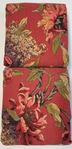 Croscill Serena Red Floral 2 King Pillow Shams Jacobean Flowers Quilted Pair - Picture 1 of 19