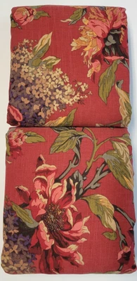 Croscill Serena Red Floral 2 King Pillow Shams Jacobean Flowers Quilted Pair - Image 1 of 4