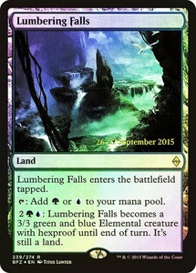 MTG FOIL Lumbering Falls Prerelease Battle for Zendikar  - Promo: Date Stamped - Picture 1 of 1