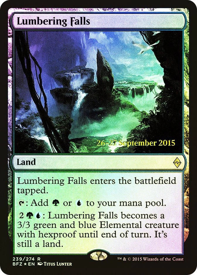 MTG FOIL Lumbering Falls Prerelease Battle for Zendikar  - Promo: Date Stamped - Image 1 of 1
