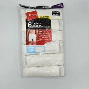 NEW Hanes Boxers 3XL 6 pk white cotton polyester blend tagless no gap fly - Picture 1 of 2