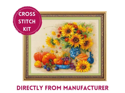 RIOLIS PREMIUM Counted cross stitch kit 100/057 Sunny Day-Bouquet of Sunflowers - Image 1 of 4